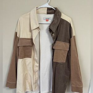 Arula Women’s Corduroy Jacket - Cream and Brown